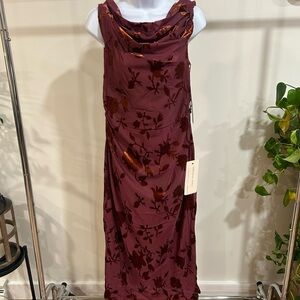Adrianna Papell Wine Floral Maxi Dress